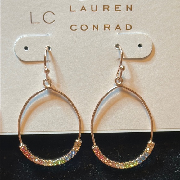 LC Lauren Conrad Rose Gold Earrings Modern Design NWT - Picture 2 of 4